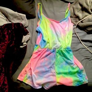 Tie dye romper spaghetti strap with shorts